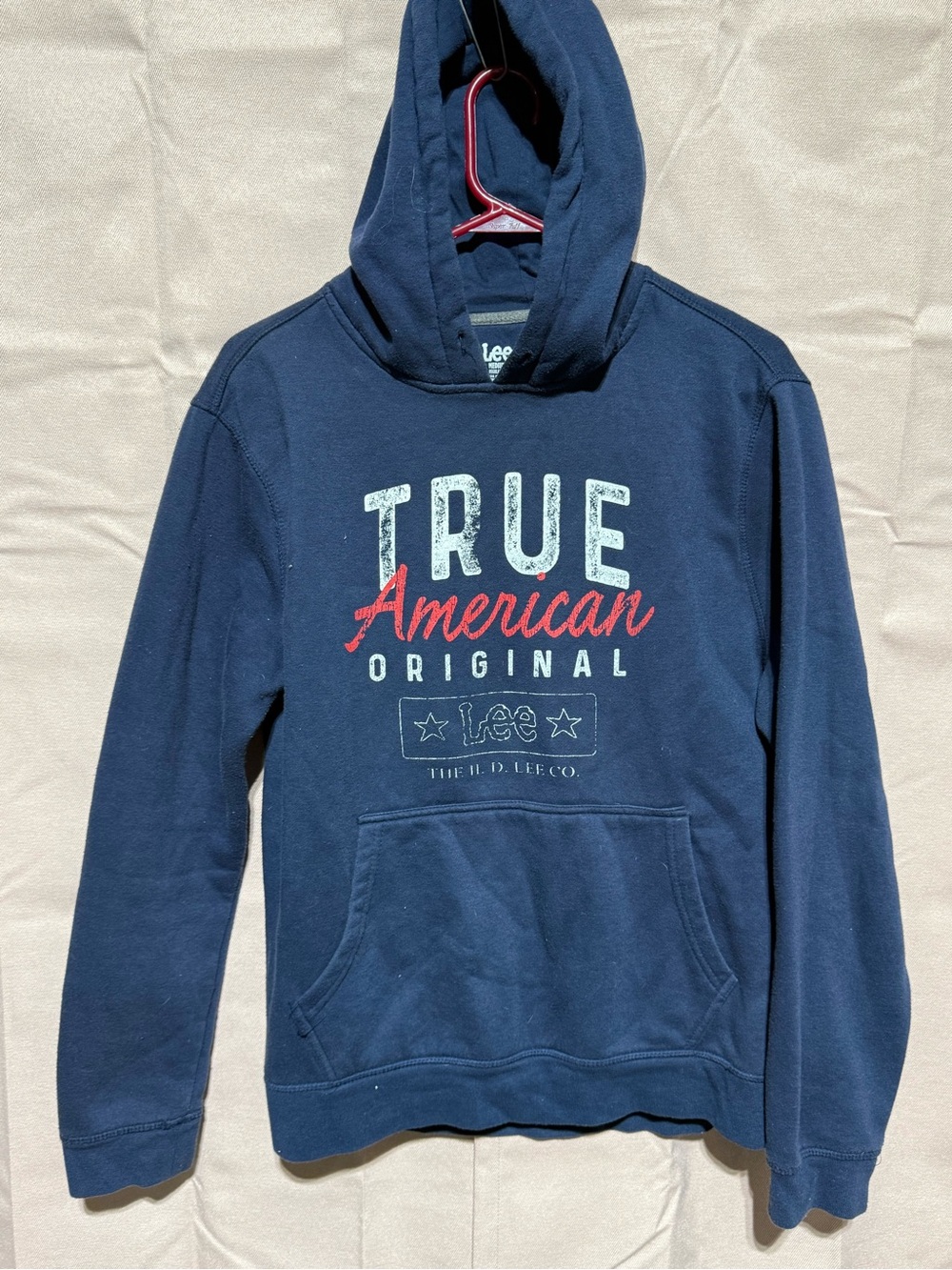 Lee Navy Hoodie with 'True American' Graphic